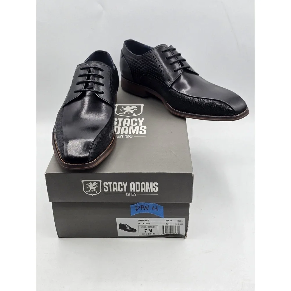 Stacy Adams Simmons Bike Toe Oxford Men's Shoes Black‎ 25674-220 Sz 7 M